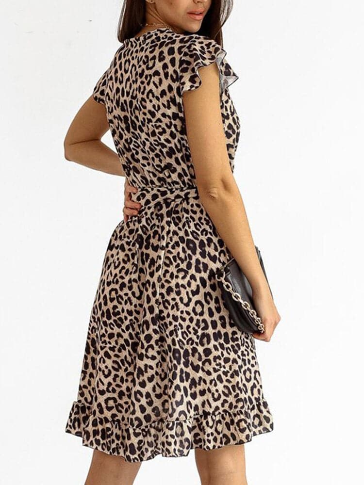 Alberte - Beautiful mini dress with leopard print