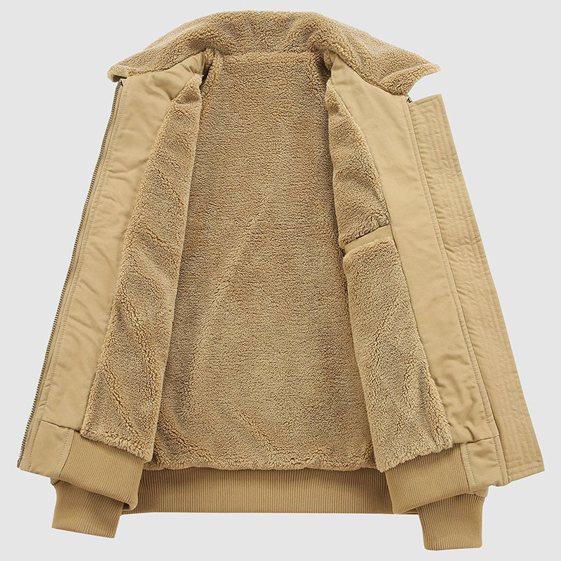 Arthur Shearling-Lined Relaxed Fit Jacket | Collared Zip Front Jacket