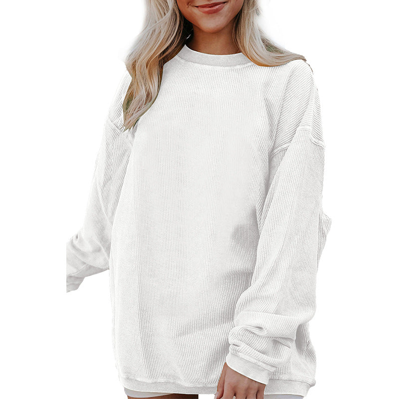 Women's Sweatshirt – Relaxed Fit – Long-Sleeved – Soft Cotton Blend – Round Neck
