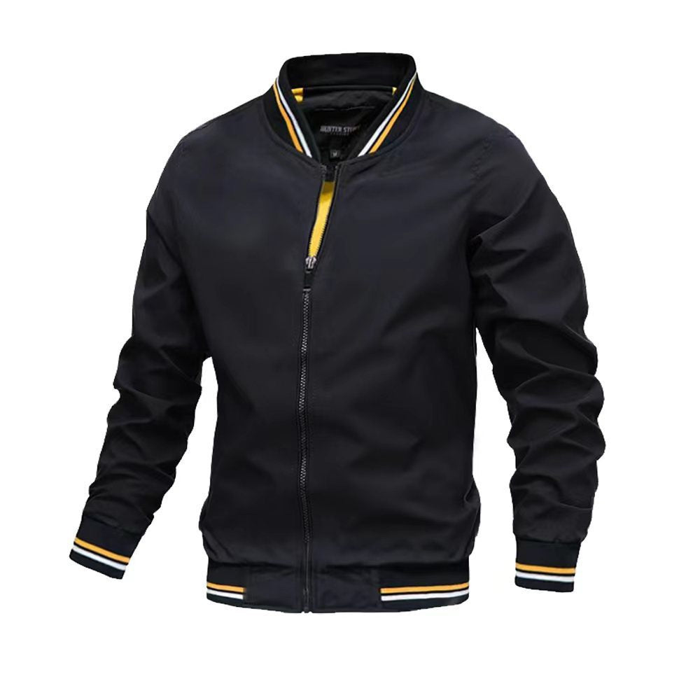 Men's Jacket – Slim Fit – Water-Repellent – Stand Collar – Zipper Closure – Ribbed Edges
