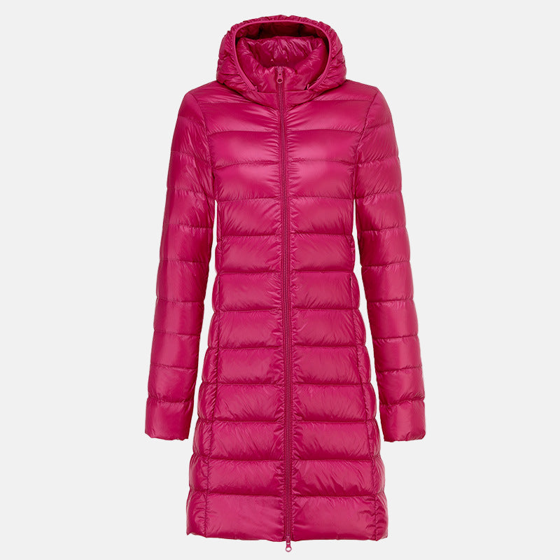 Women's Jacket - Lightweight Mid-Length Down - Slim Fit - Hooded
