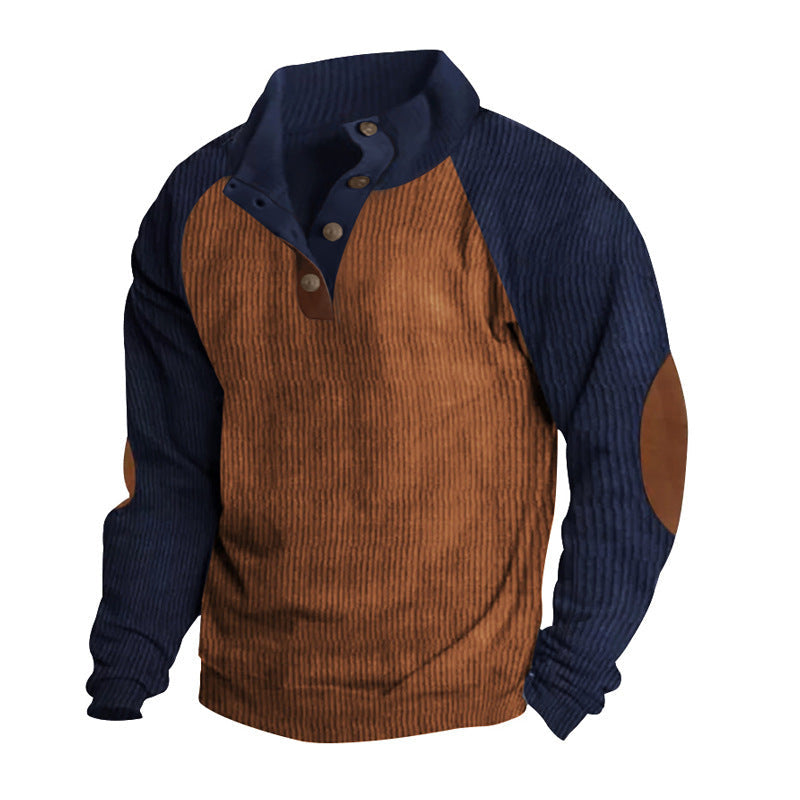Men's sweatshirt – Regular fit – Textured knit – Button closure – Raglan sleeves