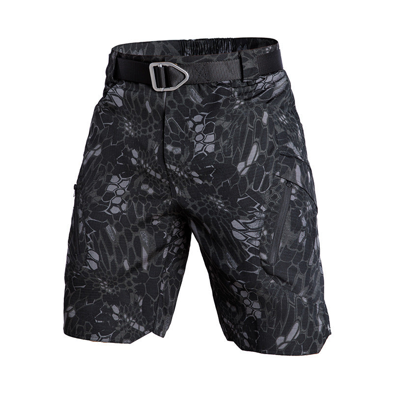 Women's Cargo Shorts – Relaxed Fit – Elastic Waist – Belt – Practical Pockets