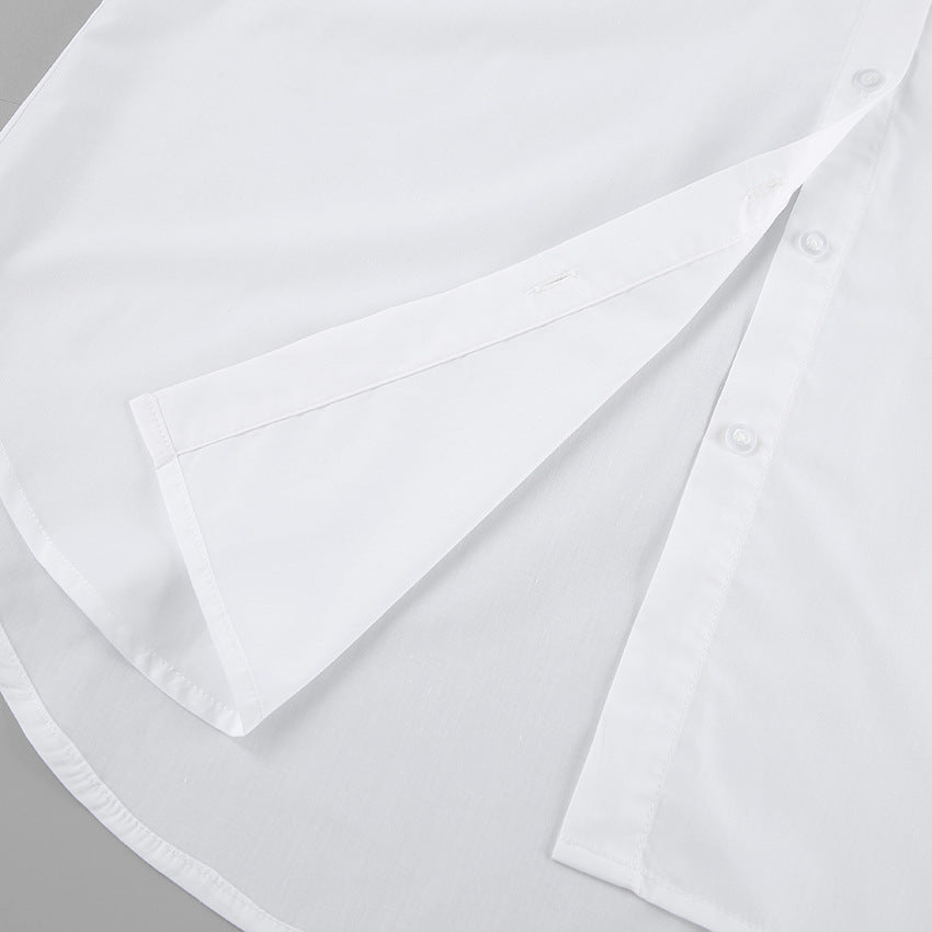 Dame Skjorte – Oversize Pasform – Bomuldsblanding – Lange Ærmer – Knaplukning