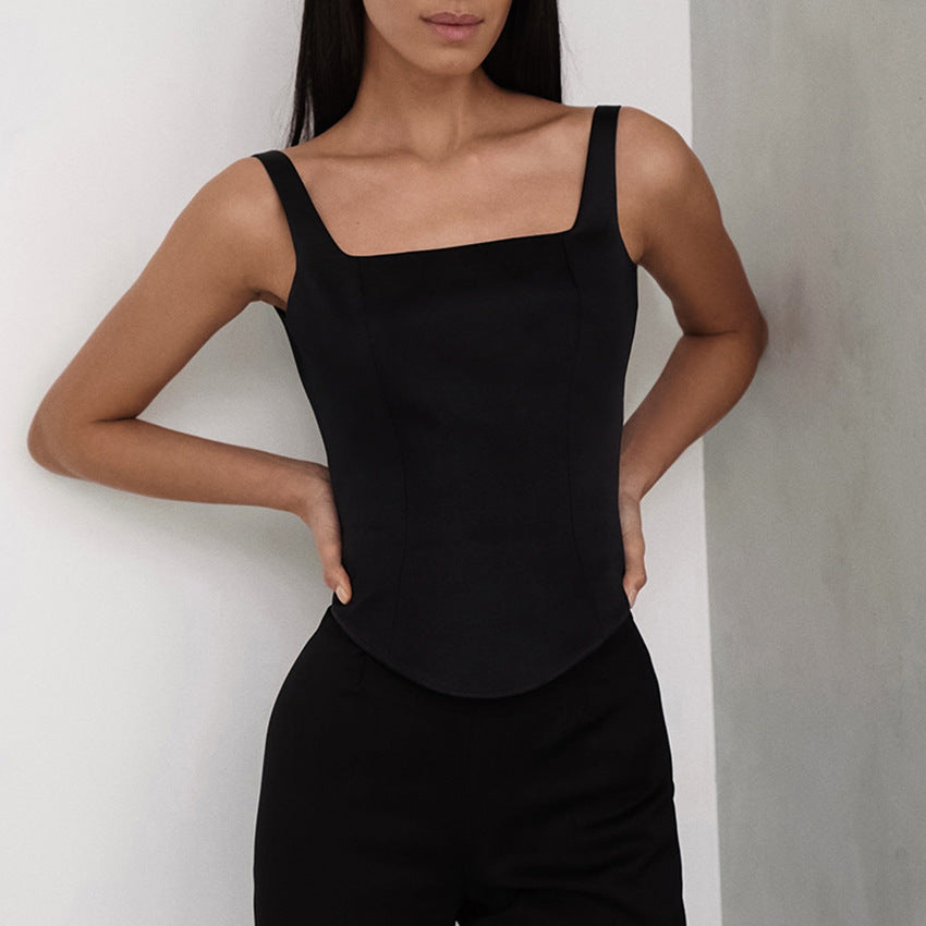 Dame Camisole Top – Slank Pasform – Korsetdesign – Firkantet Hals – Kort Model