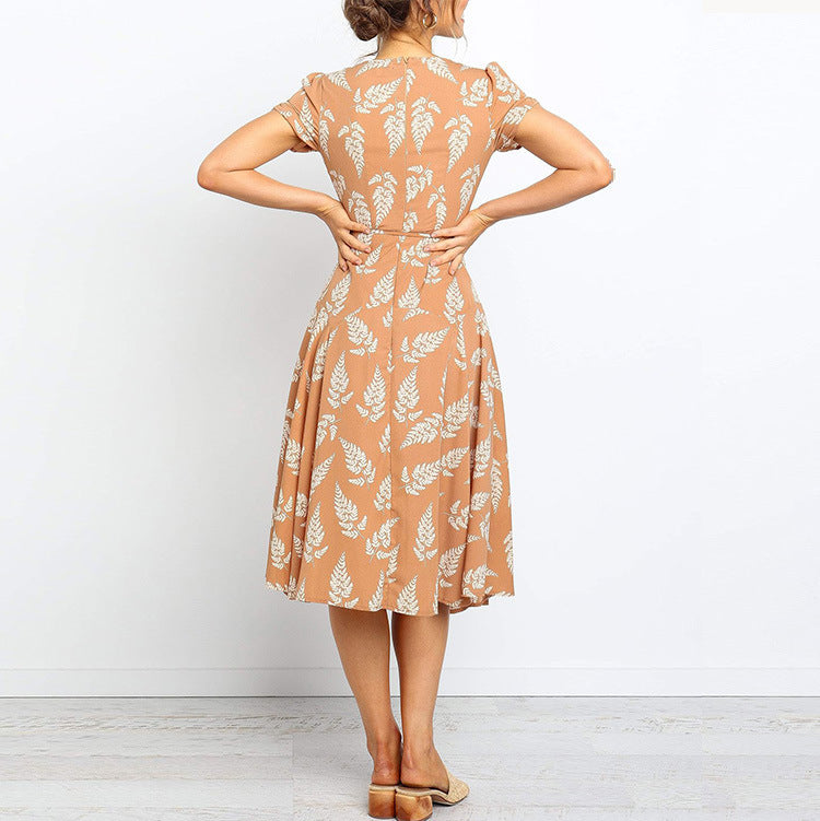 Dress for Women – Midi Wrap – V-Neck – Short Sleeve – Light and Breathable Fit
