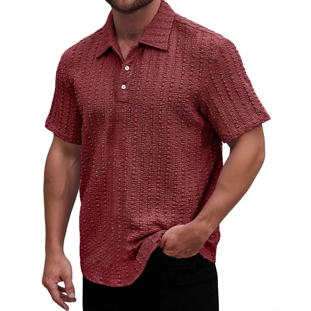 Men's Polo Shirt – Regular Fit – Textured Knit – Short Sleeve Breathable Design