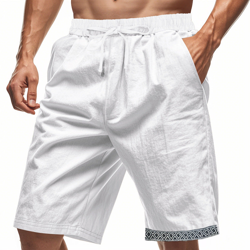 Herreshorts – Løs Pasform – Let Hør – Justerbar Snøre – Boho Kantdetalje