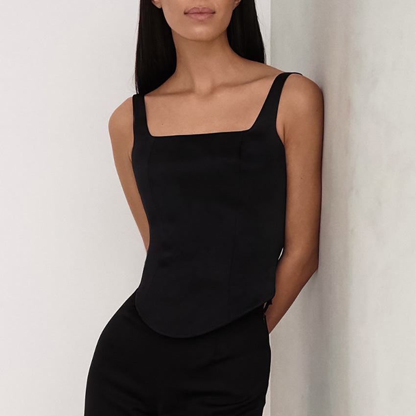 Dame Camisole Top – Slank Pasform – Korsetdesign – Firkantet Hals – Kort Model