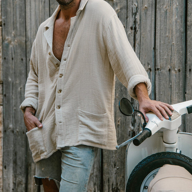 Men's Shirt – Relaxed Fit – Natural Fibers – Long Sleeves – Button Closure