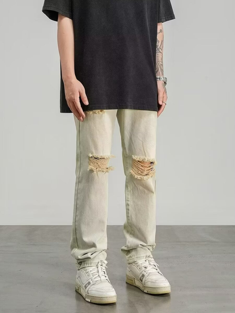 Herre Jeans – Slim Fit – Rette Ben – Distressed Denim – Streetwear Style
