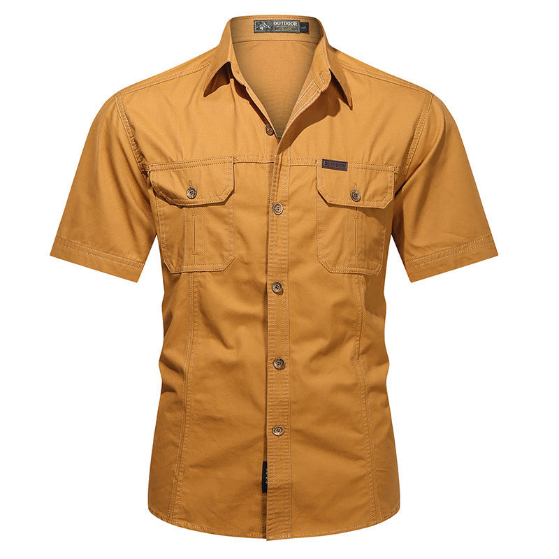 Men's Shirt with Short Sleeves – Relaxed Fit – Cotton Blend – Work Style with Pockets