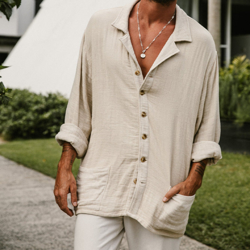 Men's Shirt – Relaxed Fit – Natural Fibers – Long Sleeves – Button Closure