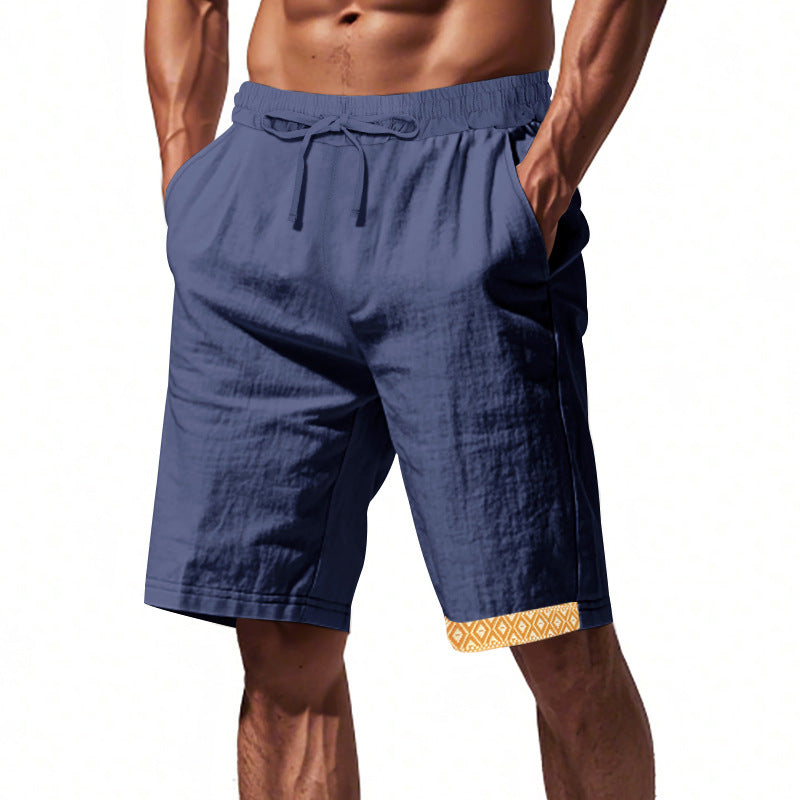 Herreshorts – Løs Pasform – Let Hør – Justerbar Snøre – Boho Kantdetalje