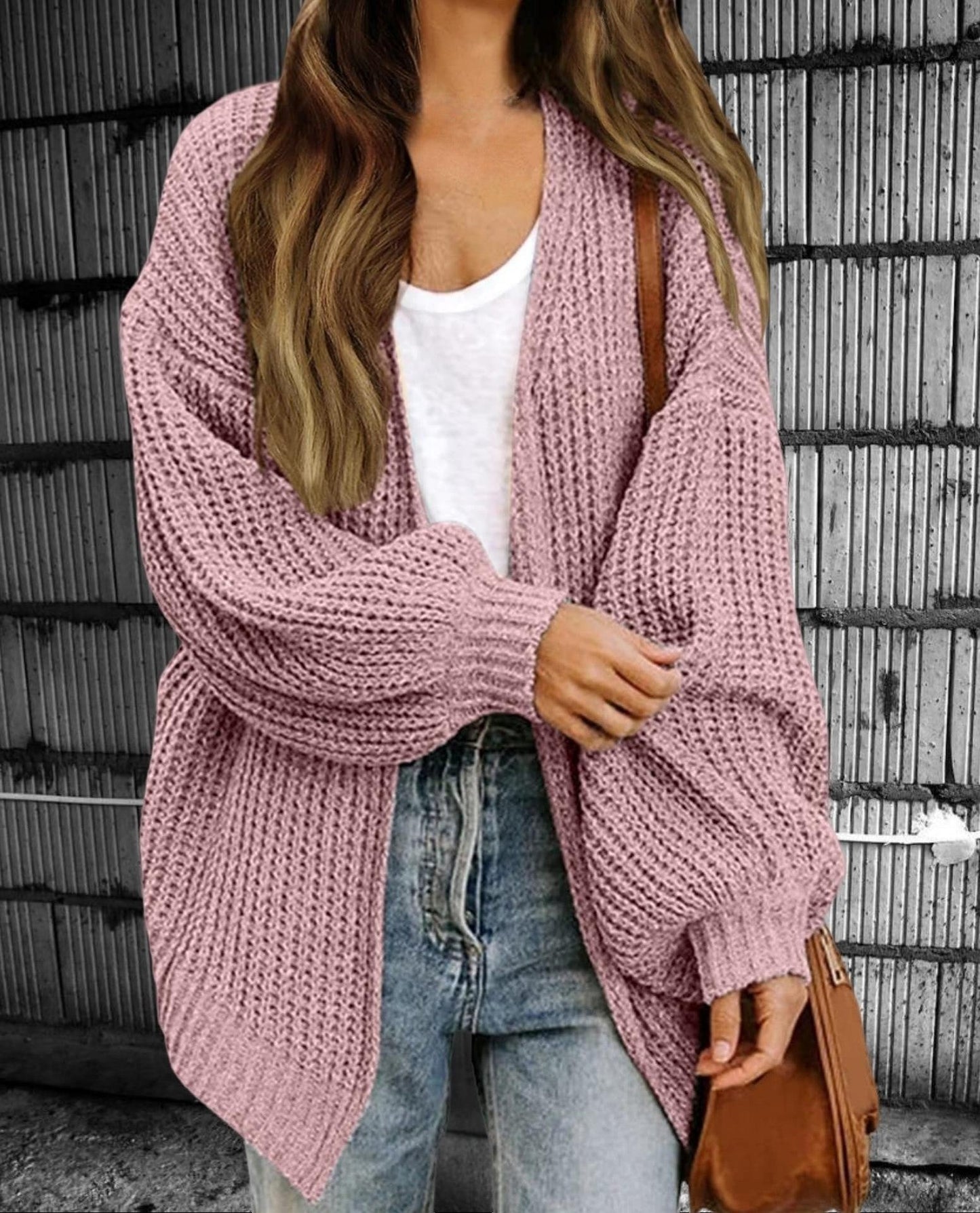 Women's Cardigan – Chunky Knit – Oversized Fit – Open Front – Casual Style