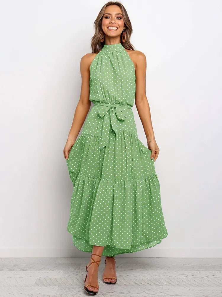 Women's Maxi Dress - Halterneck - A-line - Sleeveless - Elegant and Airy Fit