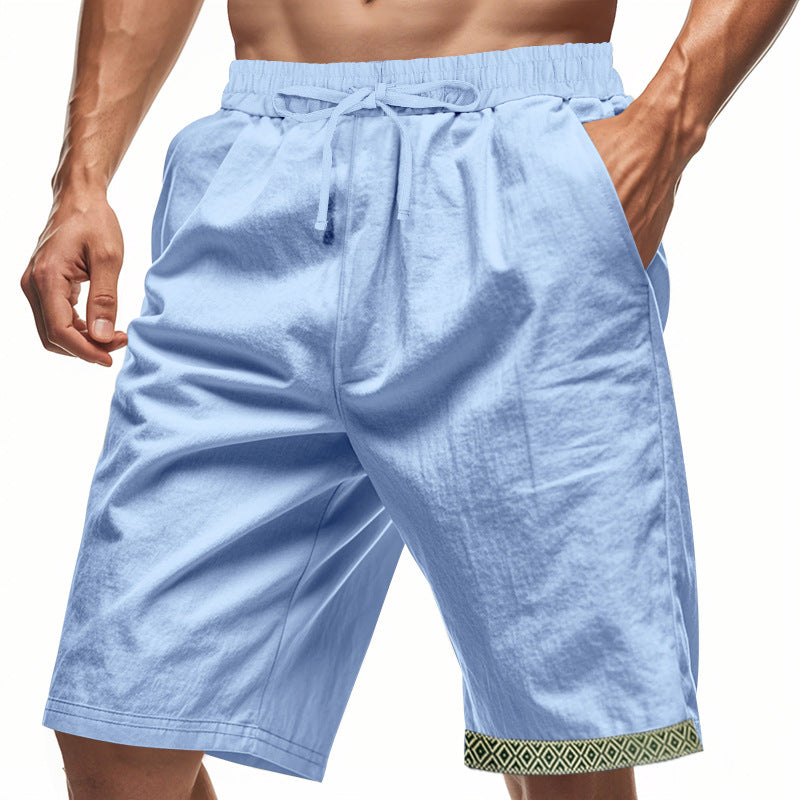 Herreshorts – Løs Pasform – Let Hør – Justerbar Snøre – Boho Kantdetalje