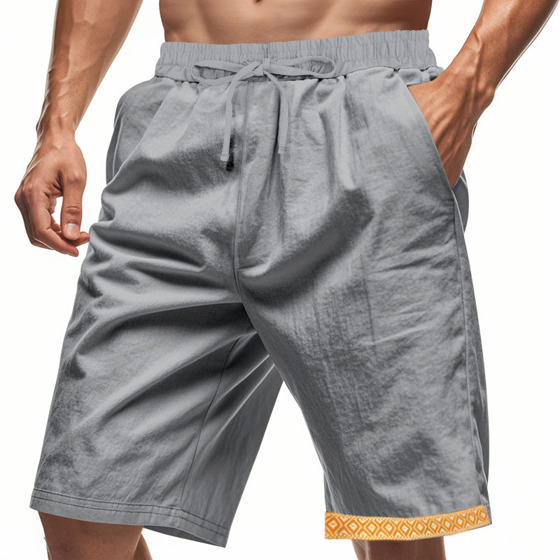 Herreshorts – Løs Pasform – Let Hør – Justerbar Snøre – Boho Kantdetalje