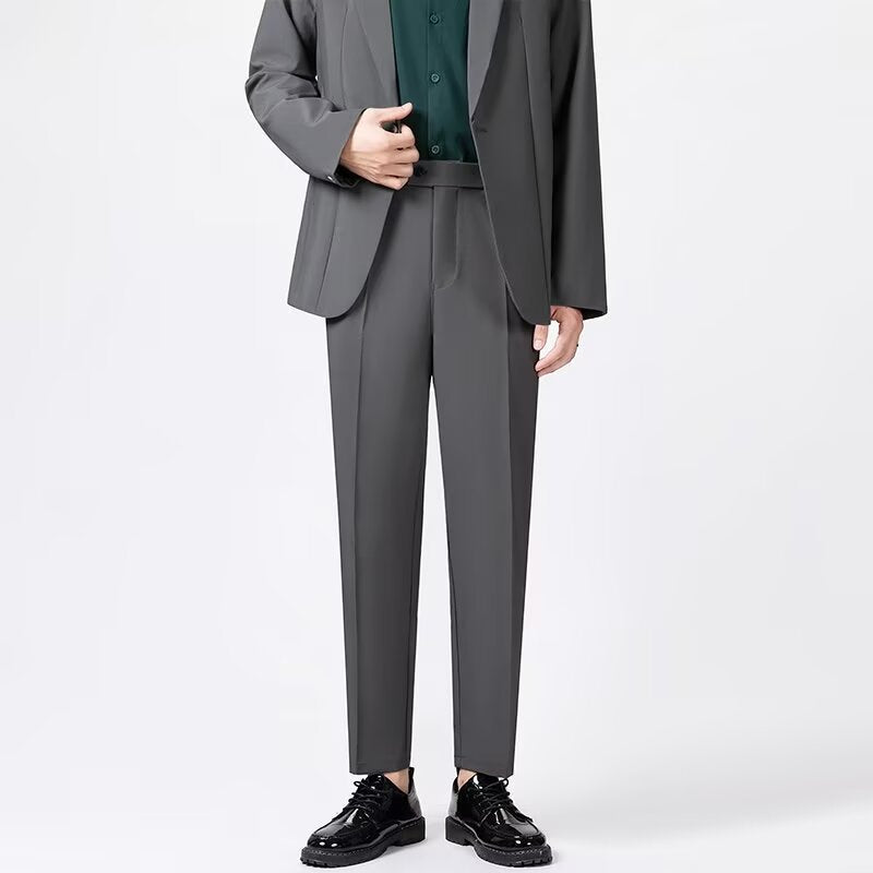 Herrebukser – Slank Pasform – Ankel Længde – Skarp Pressefold – Elegant Look