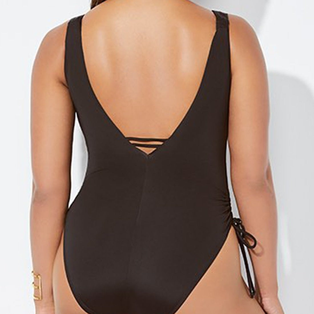 Women's Swimsuit – Tailored Fit – Deep V-Neck – Adjustable Ruched Detail