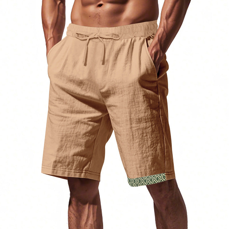 Herreshorts – Løs Pasform – Let Hør – Justerbar Snøre – Boho Kantdetalje