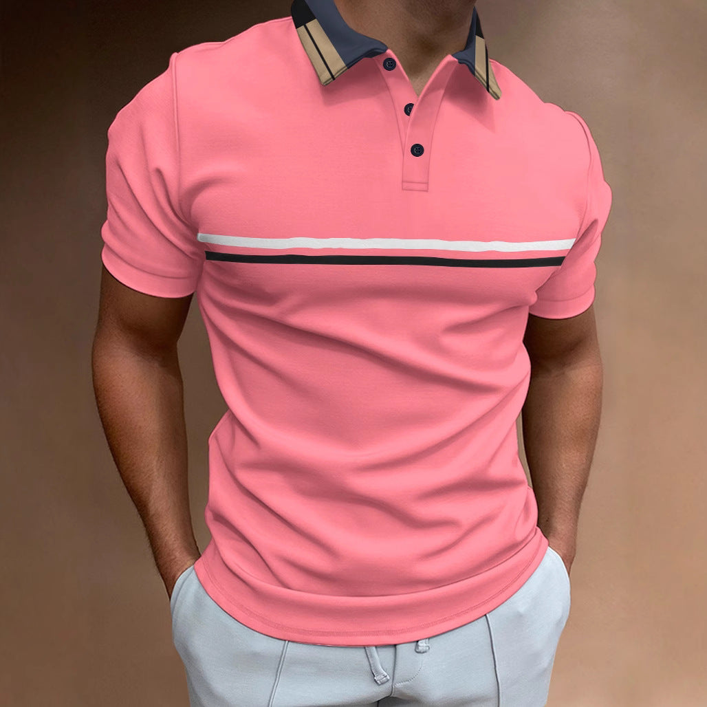 Men's Polo Shirt – Slim Fit – Breathable Blend – Short-Sleeved – Striped Chest Design