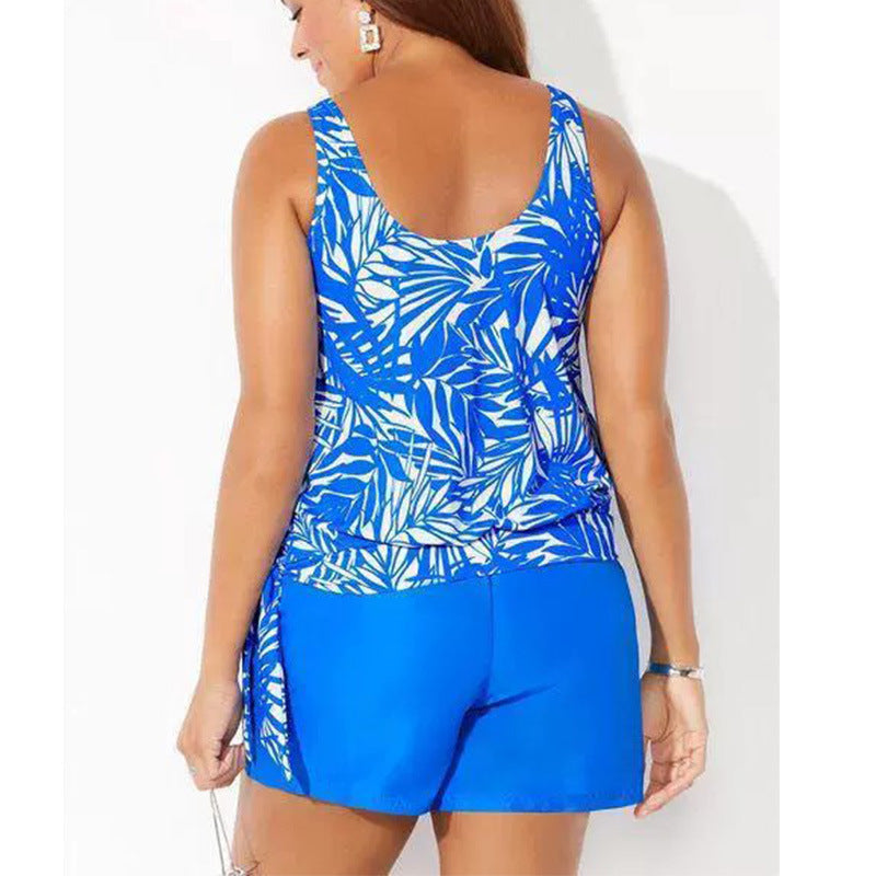 Women's Tankini Set – Tropical Pattern – Relaxed Fit – Breathable Stretch Fabric