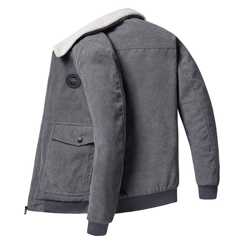 Men's Jacket – Corduroy – Loose Fit – Wool Lining – Button Closure – Casual Look
