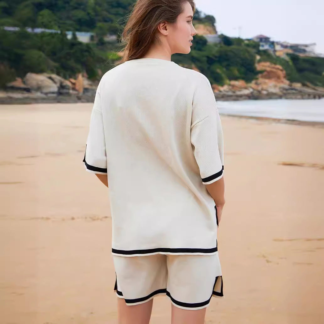 Women's Sweater Set – Loose Fit – Soft Knit – Ribbed Edges – Casual Style