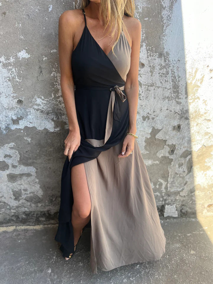 Dress for Women – Maxi – Halterneck – Wrap Waist – Asymmetric Hem – Airy Luxury Fabric