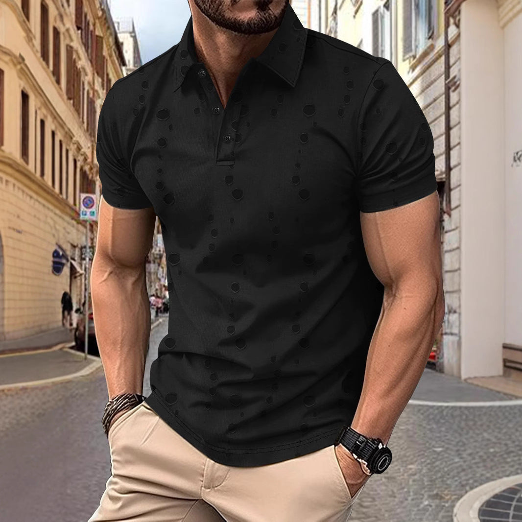 Men's Polo Shirt – Slim Fit – Soft Textured Knit – Short Sleeve – Subtle Pattern