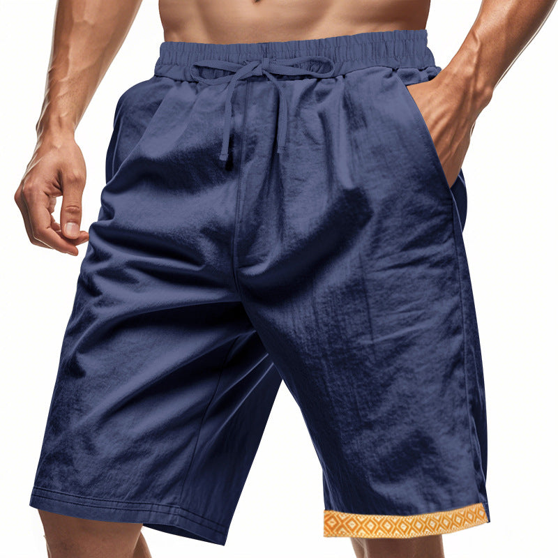 Herreshorts – Løs Pasform – Let Hør – Justerbar Snøre – Boho Kantdetalje