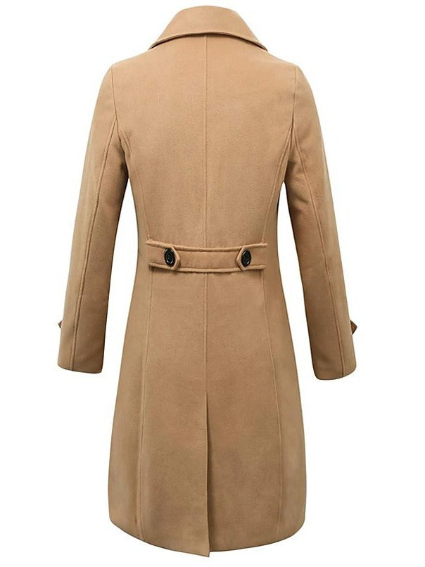 Double-Breasted Overcoat – Classic Pea Coat Style – Wide Lapels – Long Winter Coat
