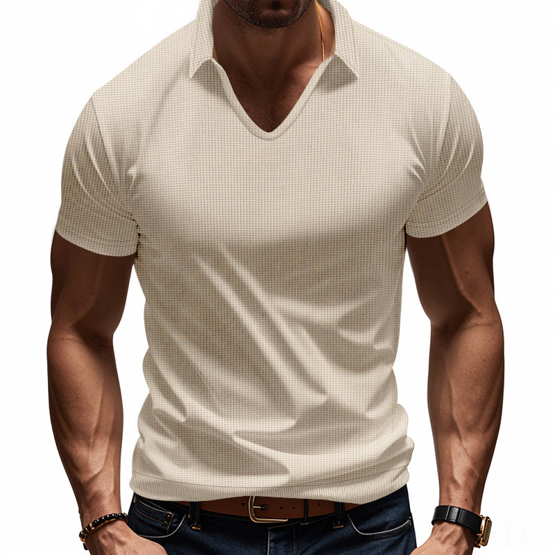 Herre Polo T-shirt – V-hals – Afslappet Pasform – Åndbar Bomuld – Minimalistisk Stil