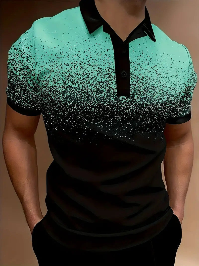 Men's Polo Shirt – Slim Fit – Gradient Print – Soft Breathable Material – Casual Look