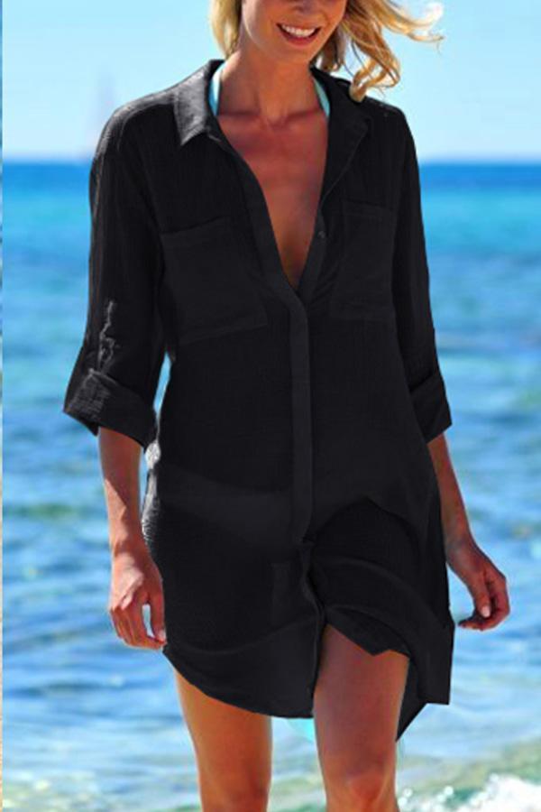 Women's beach shirt – relaxed fit – button closure – lightweight and breathable – mid-length