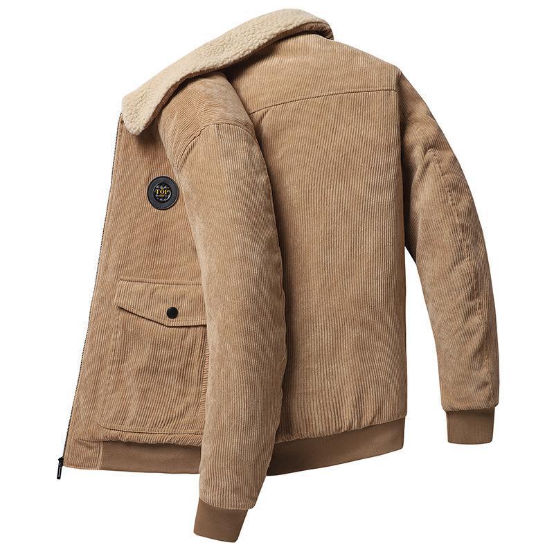 Men's Jacket – Corduroy – Loose Fit – Wool Lining – Button Closure – Casual Look