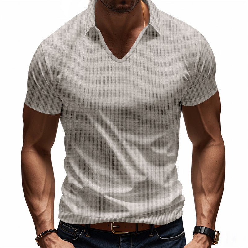 Herre Polo T-shirt – V-hals – Afslappet Pasform – Åndbar Bomuld – Minimalistisk Stil