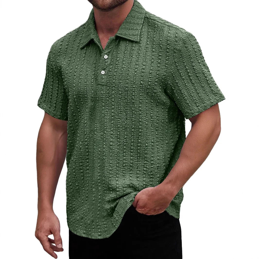 Men's Polo Shirt – Regular Fit – Textured Knit – Short Sleeve Breathable Design