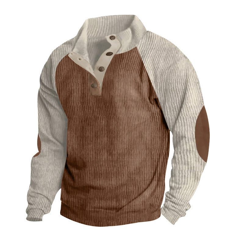 Men's sweatshirt – Regular fit – Textured knit – Button closure – Raglan sleeves