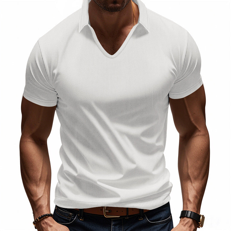 Herre Polo T-shirt – V-hals – Afslappet Pasform – Åndbar Bomuld – Minimalistisk Stil