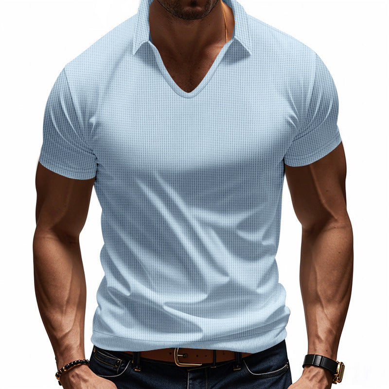 Men's Polo T-shirt – V-neck – Relaxed Fit – Breathable Cotton – Minimalist Style