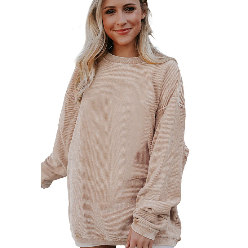 Women's Sweatshirt – Relaxed Fit – Long-Sleeved – Soft Cotton Blend – Round Neck