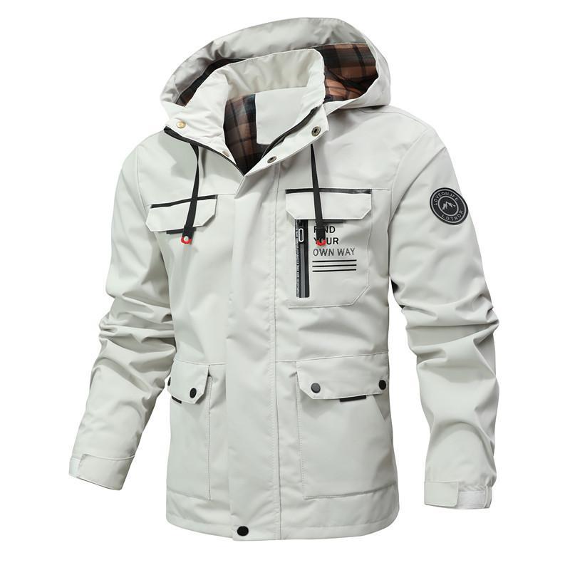 Men's Windbreaker – Waterproof Lightweight Fabric – Regular Fit – Hood and Pockets