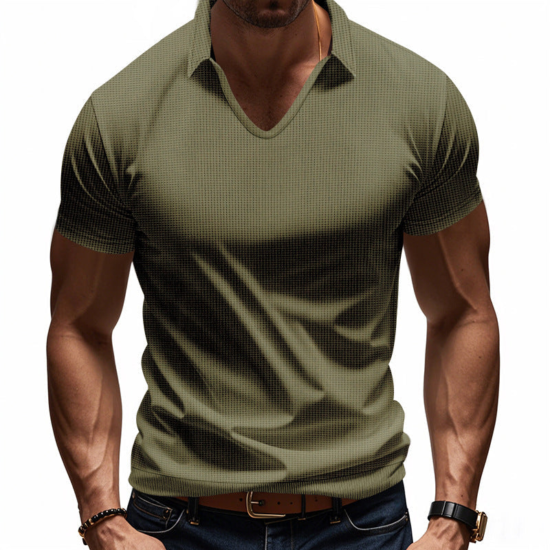 Herre Polo T-shirt – V-hals – Afslappet Pasform – Åndbar Bomuld – Minimalistisk Stil
