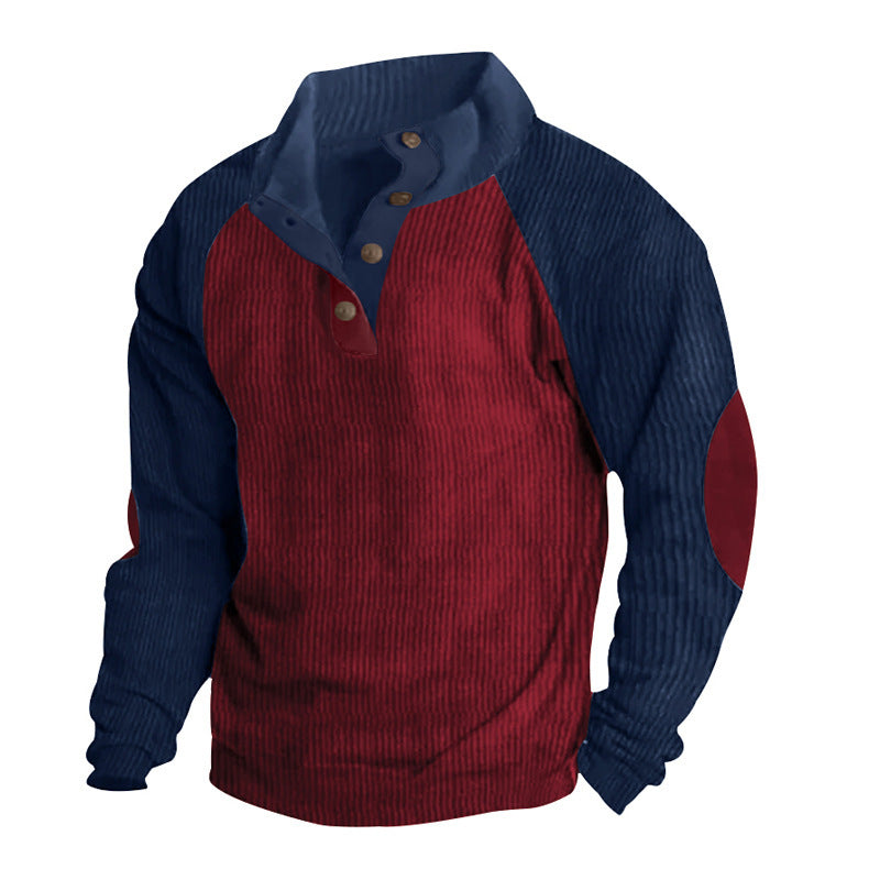 Men's sweatshirt – Regular fit – Textured knit – Button closure – Raglan sleeves