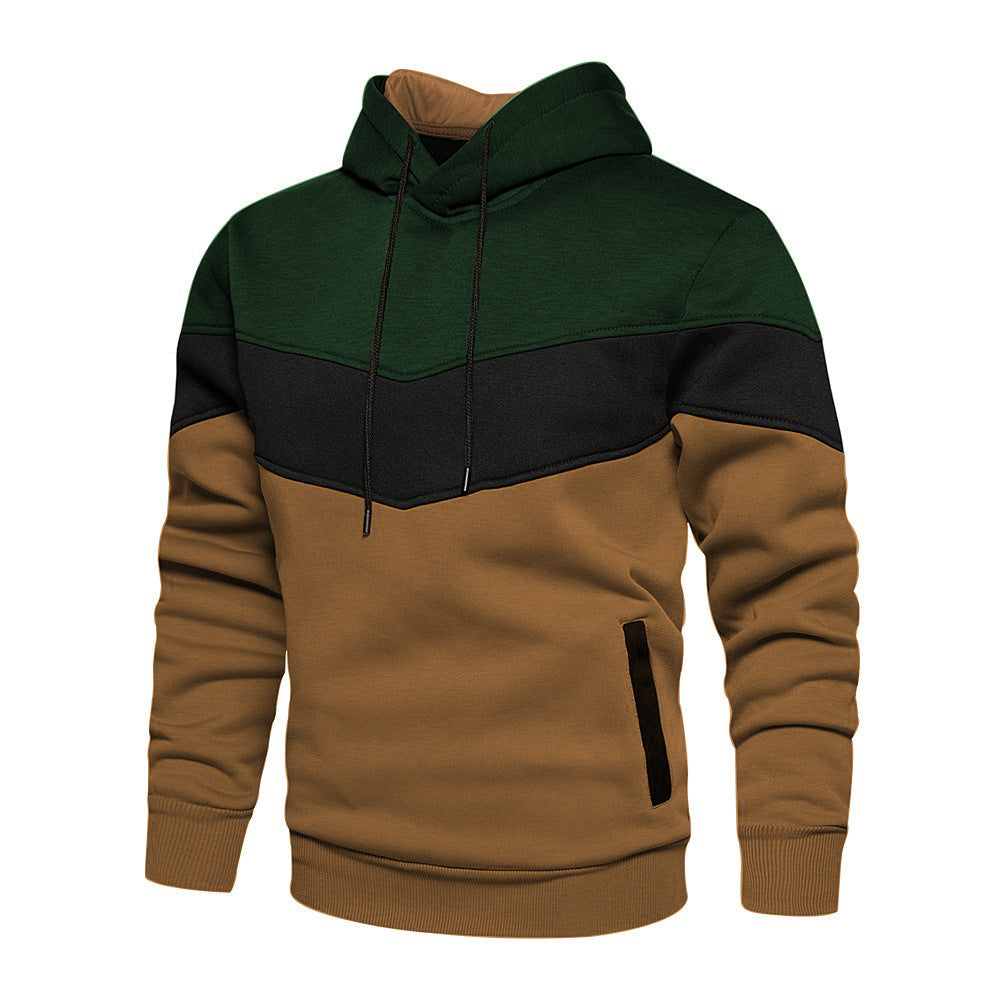 Men's Hoodie – Loose Fit – Color Block Design – Adjustable Hood – Side Pockets