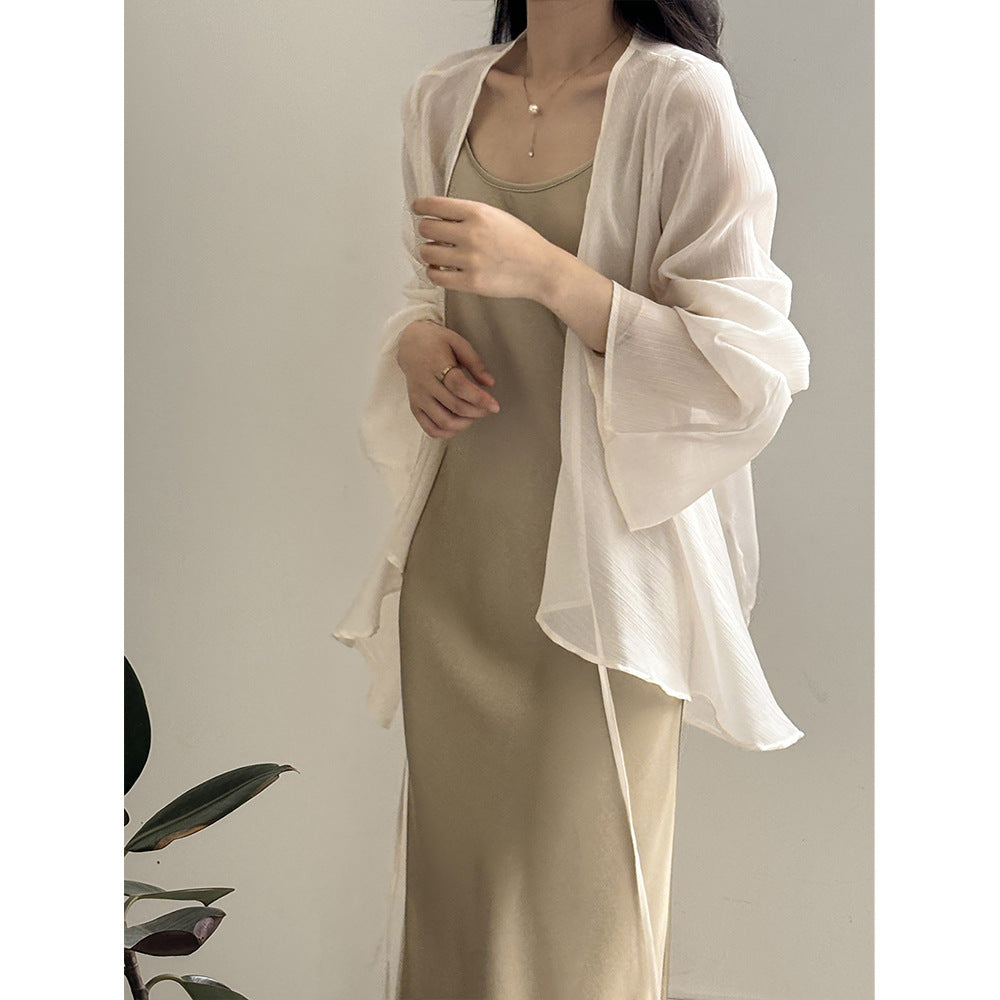 Dame Cardigan – Let og Åndbart – Løs Pasform – Åben Front – Lange Ærmer