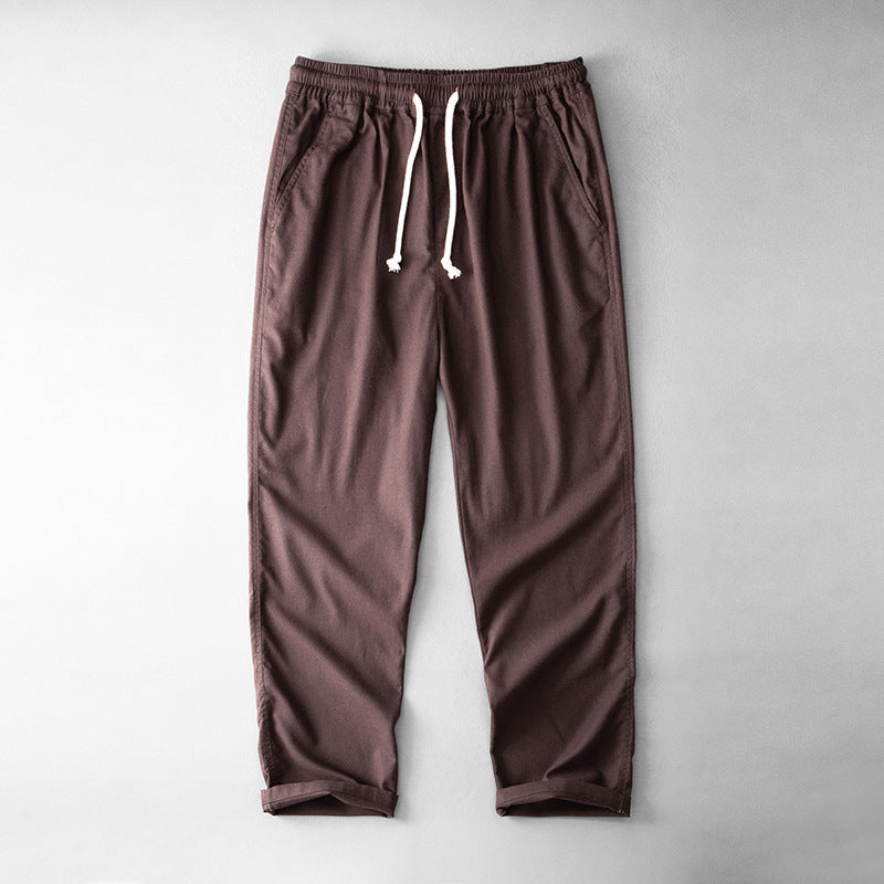 Herrebukser – Hørblanding – Løs Pasform – Elastisk Talje – Lige Ben – Casual