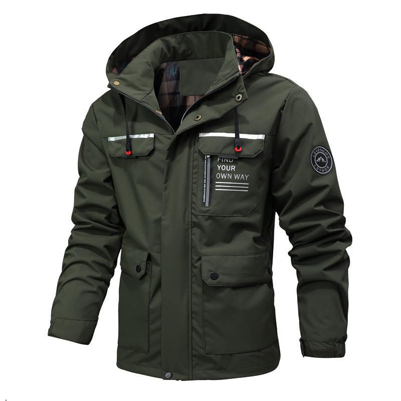 Men's Windbreaker – Waterproof Lightweight Fabric – Regular Fit – Hood and Pockets